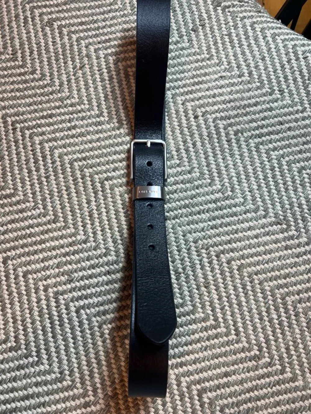 Cole Haan‎ Men's Black Genuine Leather Belt 40/100 Silver Keeper Buckle Dress